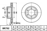 Brake Rotor Front  Ultimate Slotted & Dimpled Bendix BR792-ULT4WD for Toyota Land Cruiser Prado KZJ90 KZJ95 SUV TD 3.0LTD 1KZ TE