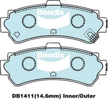 Brake Disc Pad Set Front Bendix DB1411 GCT For NISSAN 200SX S14 2.0i 16V