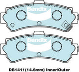Brake Disc Pad Set Front Bendix DB1411 GCT For NISSAN 200SX S14 2.0i 16V