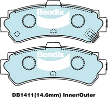 Brake Disc Pad Set Front Bendix DB1411 GCT For NISSAN 200SX S14 2.0i 16V