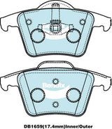 Brake Disc Pad Set  Bendix DB1659 4WD For VOLVO XC90 275 2.5L D5 V8