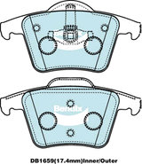 Brake Disc Pad Set  Bendix DB1659 4WD For VOLVO XC90 275 2.5L D5 V8