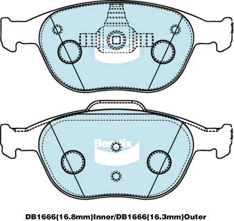 Brake Disc Pad Set  Bendix DB1666 GCT For FORD FIESTA WP WQ 2L