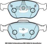 Brake Disc Pad Set  Bendix DB1666 GCT For FORD FIESTA WP WQ 2L