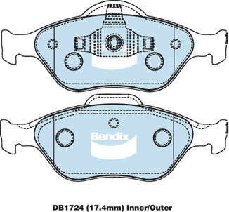Brake Disc Pad Set Front Bendix DB1724 GCT For FORD MAZDA FIESTA WP QO DY