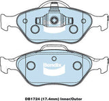 Brake Disc Pad Set Front Bendix DB1724 GCT For FORD MAZDA FIESTA WP QO DY