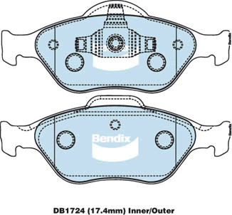 Brake Disc Pad Set Front Bendix DB1724 GCT For FORD MAZDA FIESTA WP QO DY
