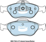 Brake Disc Pad Set Front Bendix DB1724 GCT For FORD MAZDA FIESTA WP QO DY