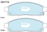 Brake Pads 4WD/SUV Bendix DB17744WD for Mitsubishi Triton ML MN Cab Chassis (KB9T) 3.5LTP 6G74