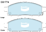Brake Disc Pad Set Front Front Brake  Bendix DB1774 4WD For MITSUBISHI CHALLENGER TRITON
