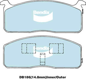 Brake Disc Pad Set Bendix DB186 4WD For Toyota Hiace 2.2L 1.6L 2L Hilux 1.6L 2L