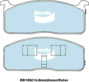 Brake Disc Pad Set Bendix DB186 4WD For Toyota Hiace 2.2L 1.6L 2L Hilux 1.6L 2L