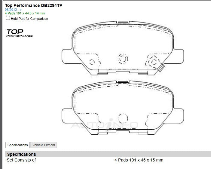 Brake Pads Top Performance DB2294TP