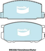 Brake Disc Pad Set Bendix DB322 GCT For Toyota Carina Corolla Corona-NLA