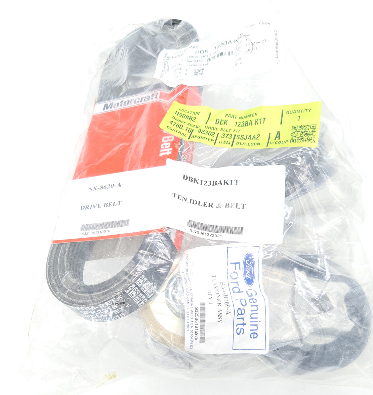 Drive belt & Tensioner Kit suits Ford Falcon FG BF Territory SX 4.0L Genuine DBK123BAK1T