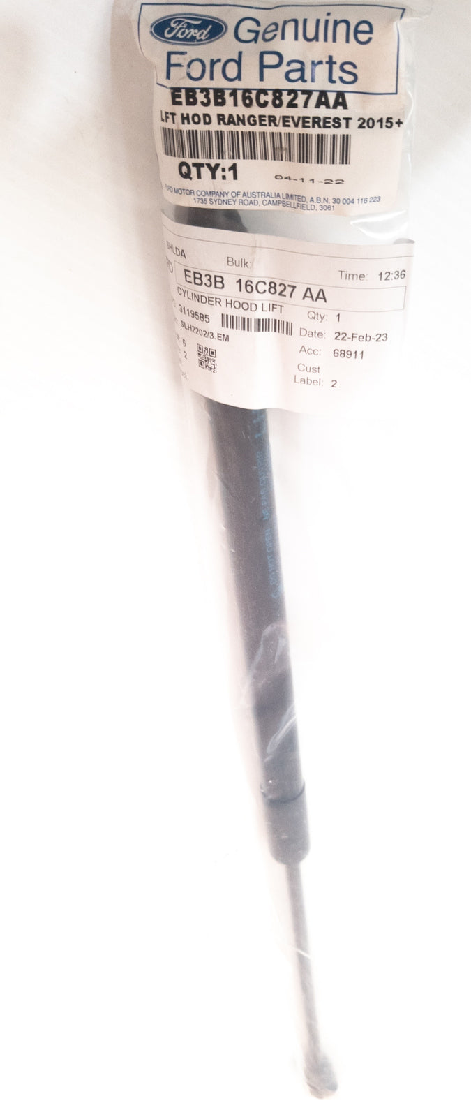Bonnet Lift Strut LH EB3B16C827AA For Ford Ranger Everest