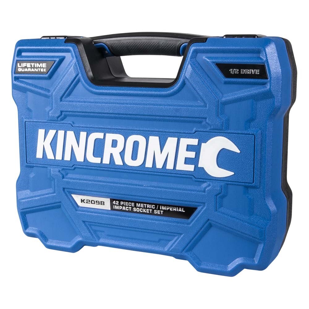 KINCROME Deep/Standard Impact Socket Set 42 Piece 1/2" Drive - Metric & Imperial K2098
