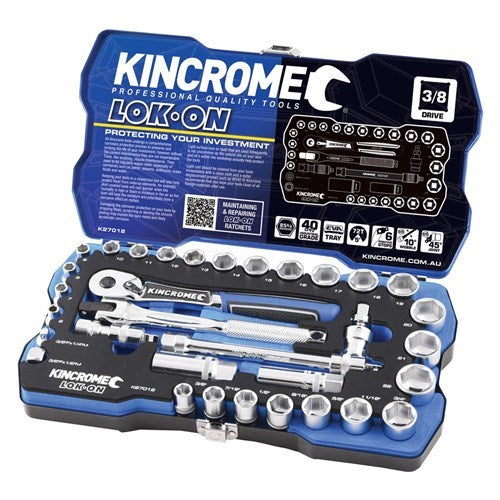 Kincrome LOK-ON Socket Set 33 PIECE 3/8" drive K27012