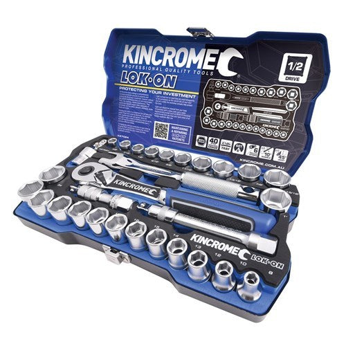 KINCROME LOK-ON Socket Set 29 Piece 1/2" Drive - Metric & Imperial K27024
