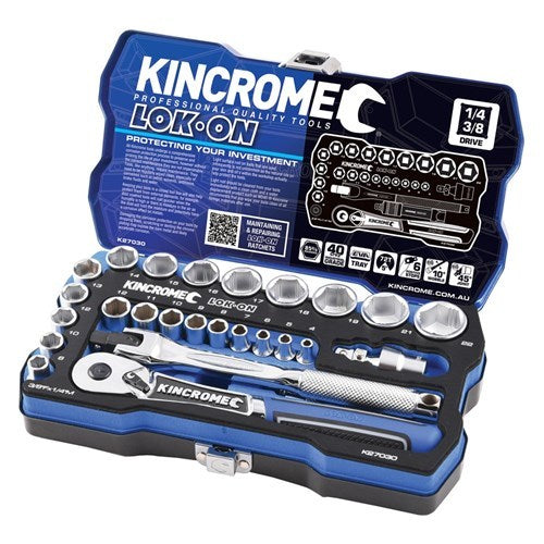 KINCROME LOK-ON Socket Set 26 Piece 1/4 & 3/8 Drive - Metric K27030