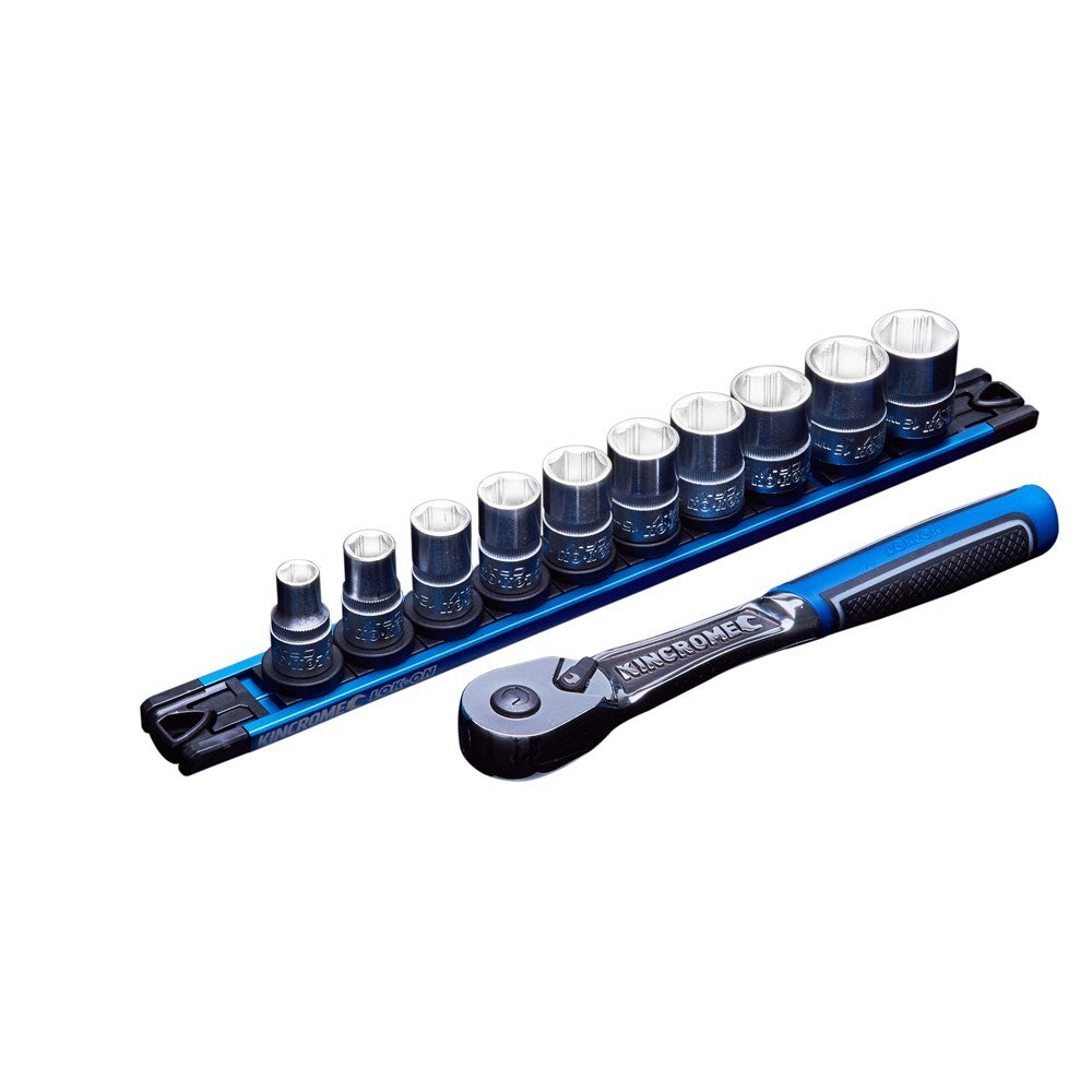 KINCROME LOK-ON Socket Set Twist-Lock Rail 11 Piece 3/8 Drive - Metric K27042