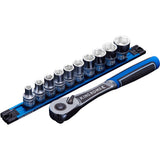 KINCROME LOK-ON Socket Set Twist-Lock Rail 11 Piece 1/2 Drive - Metric K27044