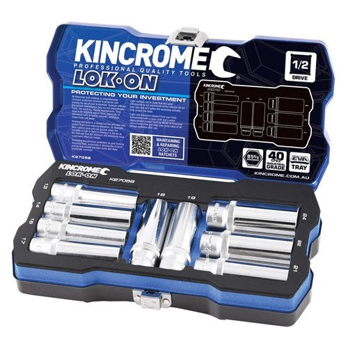 LOK-ON Kincrome Socket 9 Piece 1/2" drive Metric K27058