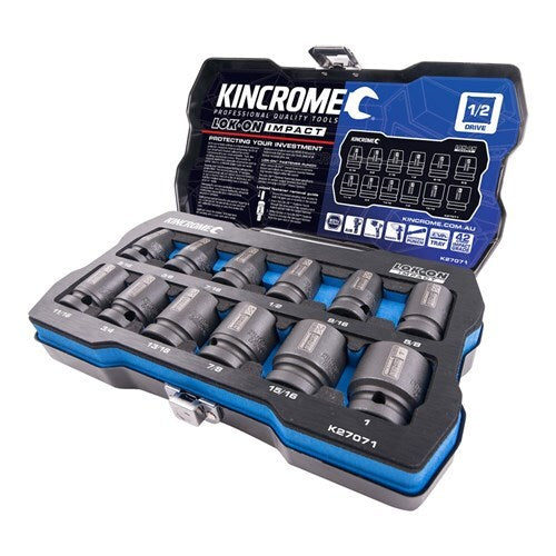 Kincrome LOK-ON IMPACT SOCKET SET 12 PIECE 1/2" Drive  K27071
