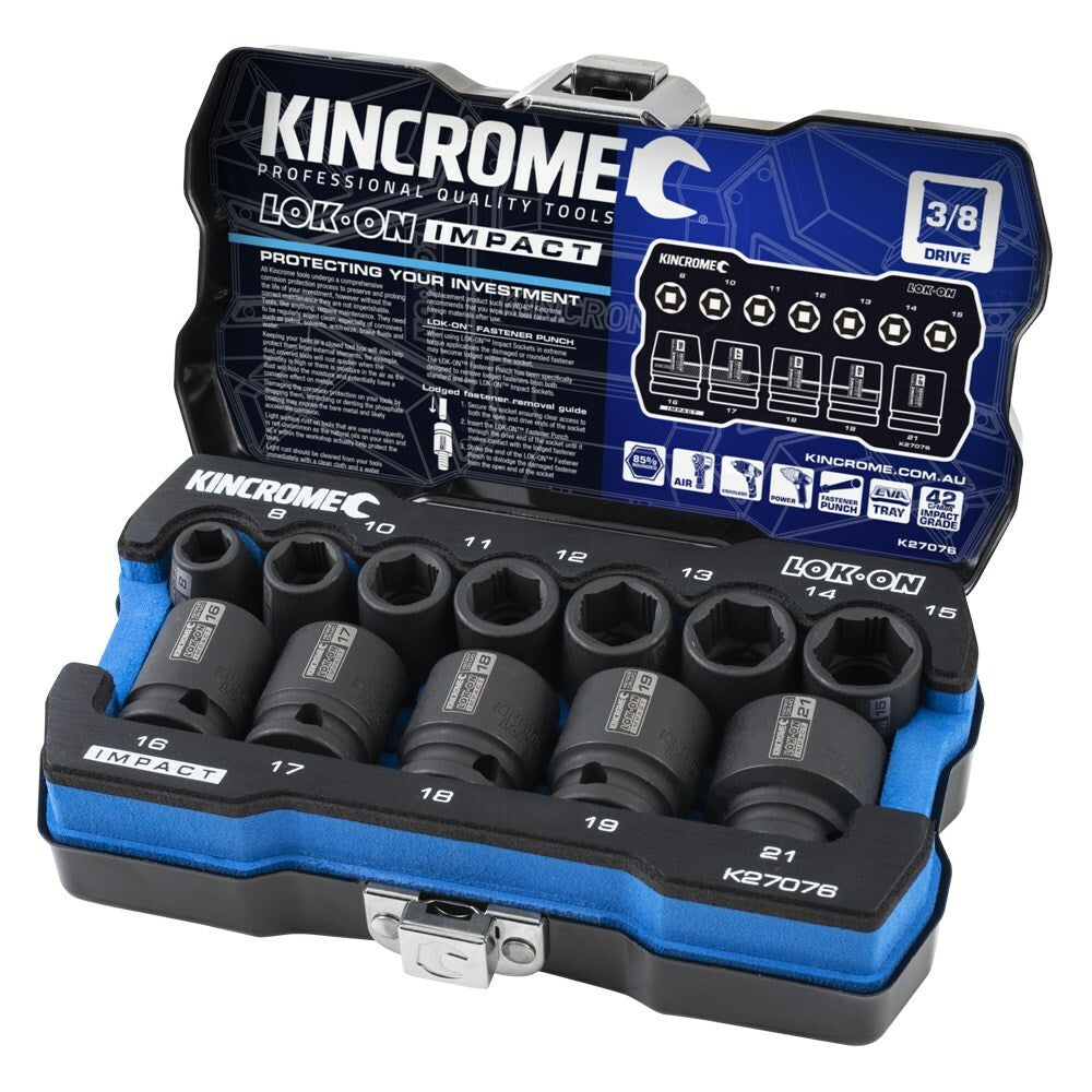 KINCROME LOK-ON Impact Socket Set 12 Piece 3/8" Drive - Metric K27076