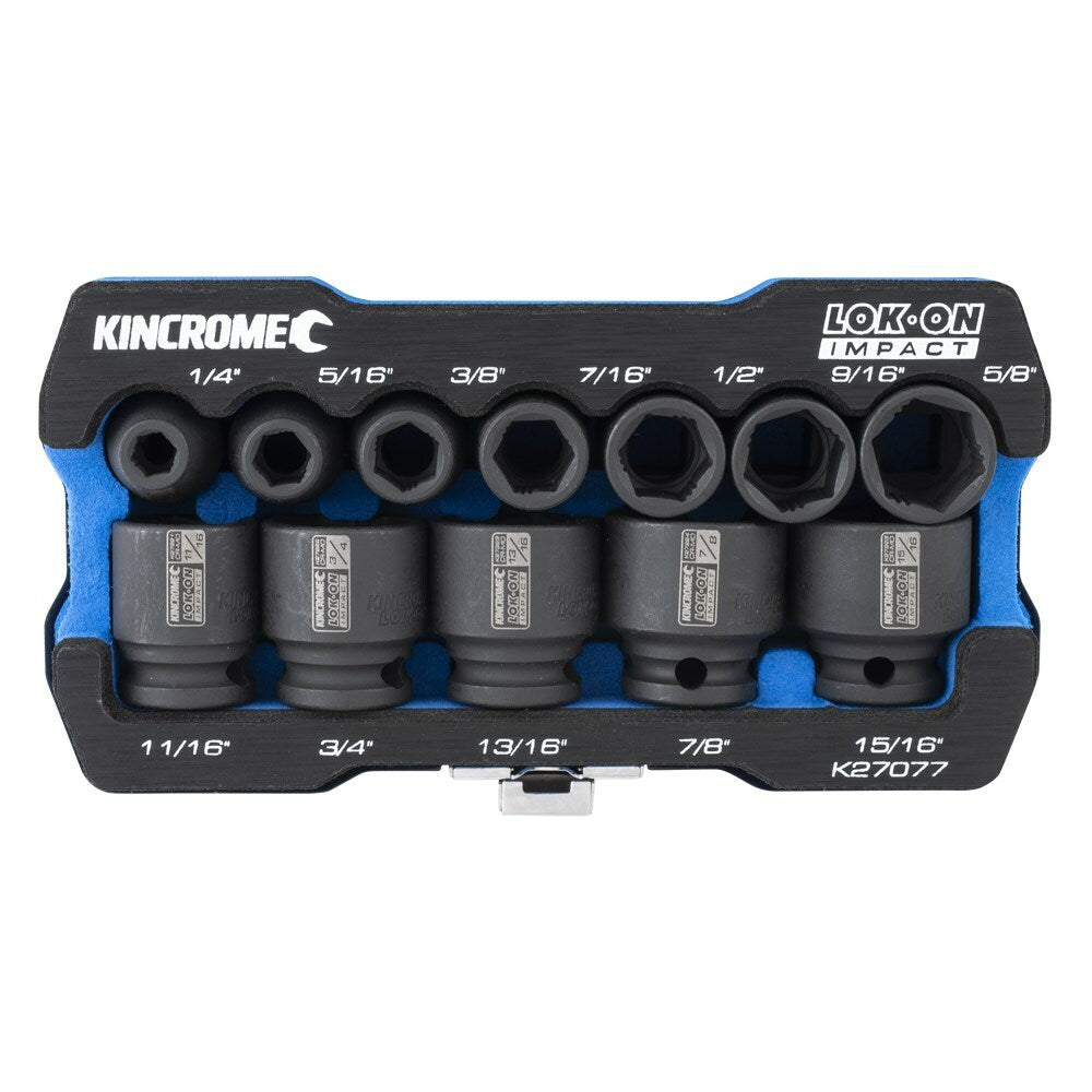 KINCROME LOK-ON Impact Socket Set 12 Piece 3/8" Drive - Imperial K27077