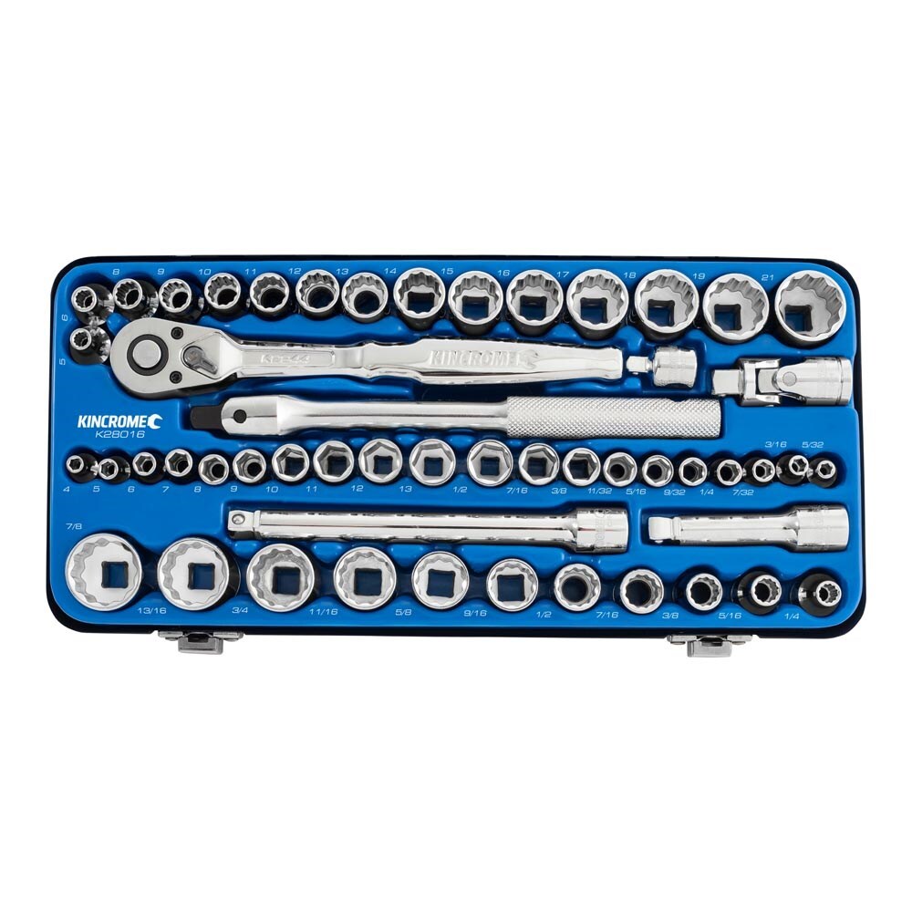Kincrome Socket Set 52 PIECE 1/4 & 3/8" DRIVE - METRIC & IMPERIAL K28016