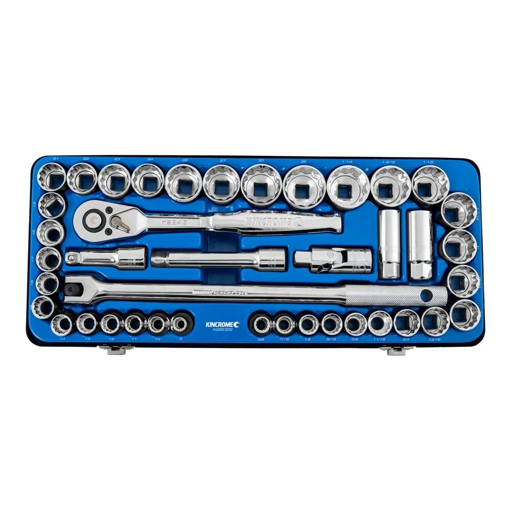 KINCROME Socket Set 42 Piece 1/2" Drive Metric Imperial Kincrome K28022