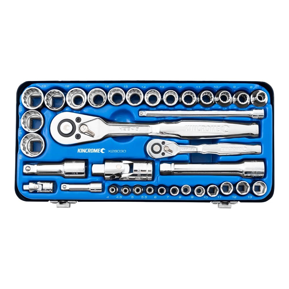 KINCROME Socket Set 35 Piece 1/4 & 1/2" Drive - Metric K28030