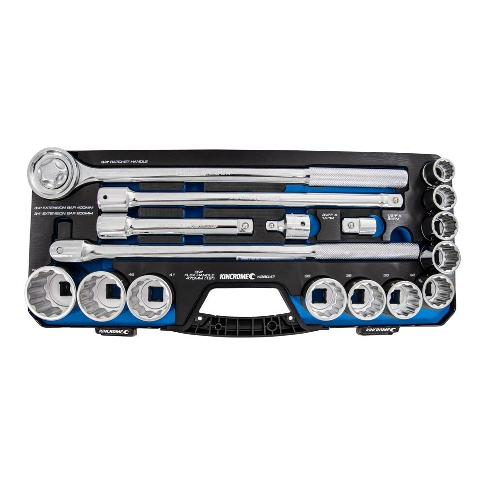 KINCROME Socket Set 17 Piece 3/4" Drive - Metric K28047