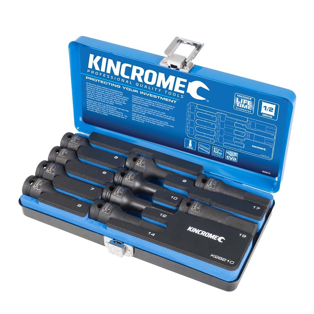 KINCROME Hex Impact Socket Set 10 Piece 1/2" Drive - Metric K28210