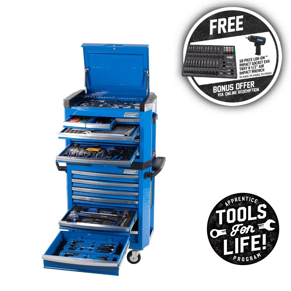 KINCROME CONTOUR Tool Workshop 242 Piece 15 Drawer 1/4, 3/8 & 1/2" Drive P1805