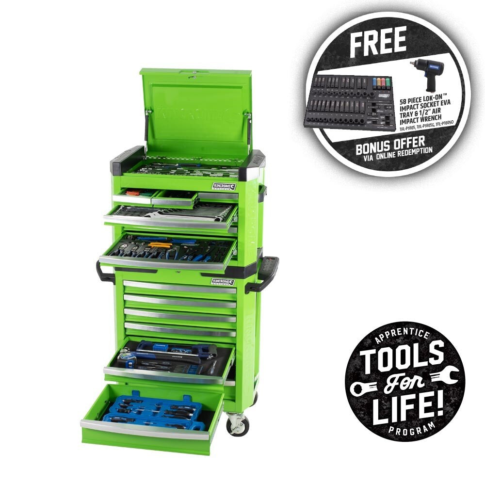 KINCROME CONTOUR Tool Workshop 242 Piece 15 Drawer 1/4, 3/8 & 1/2" Drive P1805G