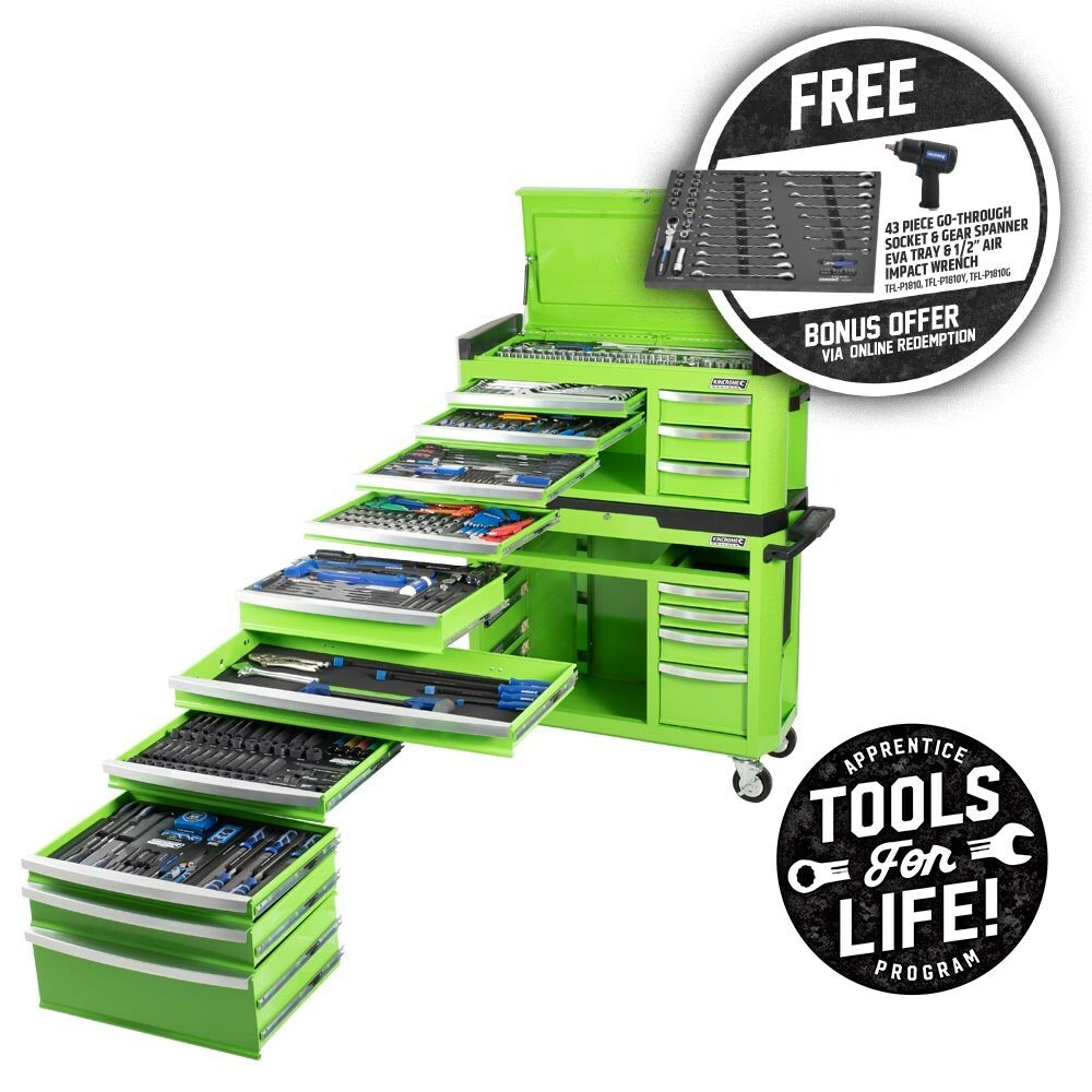 KINCROME CONTOUR Tool Workshop 551 Piece 17 Drawer Wide 1/4, 3/8 & 1/2" Drive P1810G