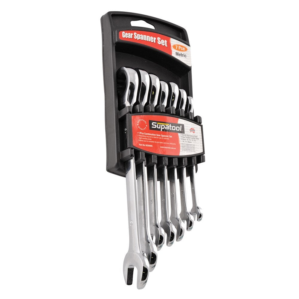 Gear Wrench Spanner 7 Piece Set METRIC Supatool S030005