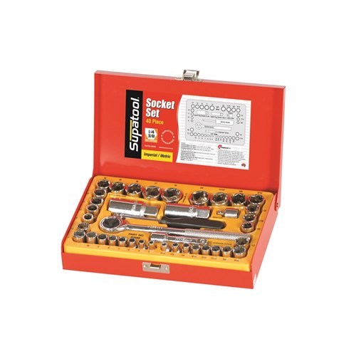 KINCROME Socket Set 40 Piece 1/4 & 3/8" Drive - Metric & Imperial S2040