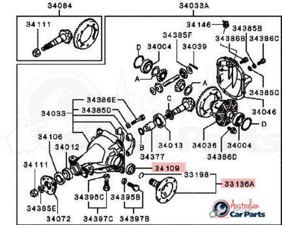 Rear Diff Axle Shaft Revised Kit suitable for Mitsubishi Pajero NM NP 2002-2006 Genuine