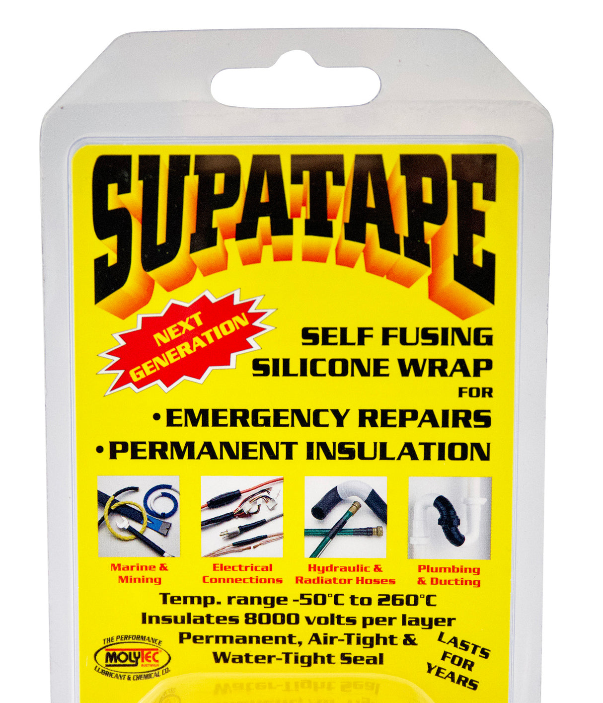 Supatape Blue forms a non-conductive, air & water tight insulating seal. 2.5cm x 3m