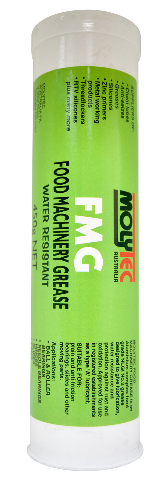 Molytec Food Machine Grease Aliuminum Complex #2 NLGI Lithium Grease, Pure White, Odourless 450g Cartidge