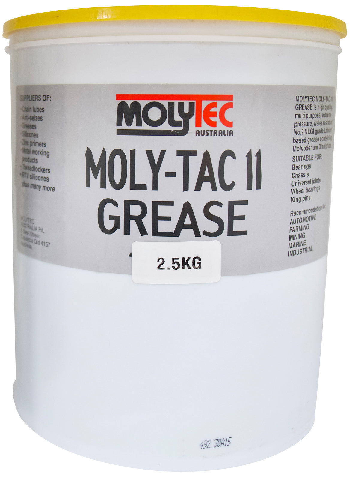 Molytec Tac II Multi Purpose Grease High Quality, Multi Purpose, Extreme Pressure & Water Resistant 2.5l Tub