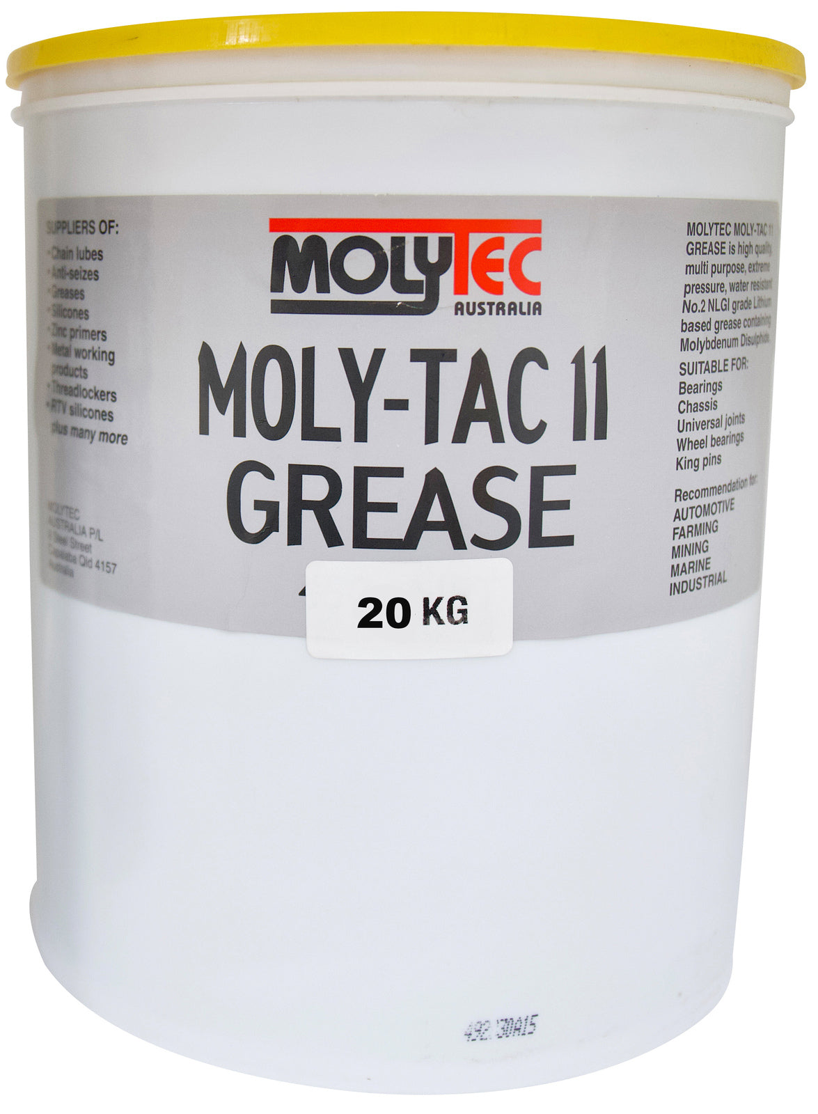 Molytec Tac II Multi Purpose Grease 20kg High Quality, Multi Purpose, Extreme Pressure & Water Resistant 20kg Drum