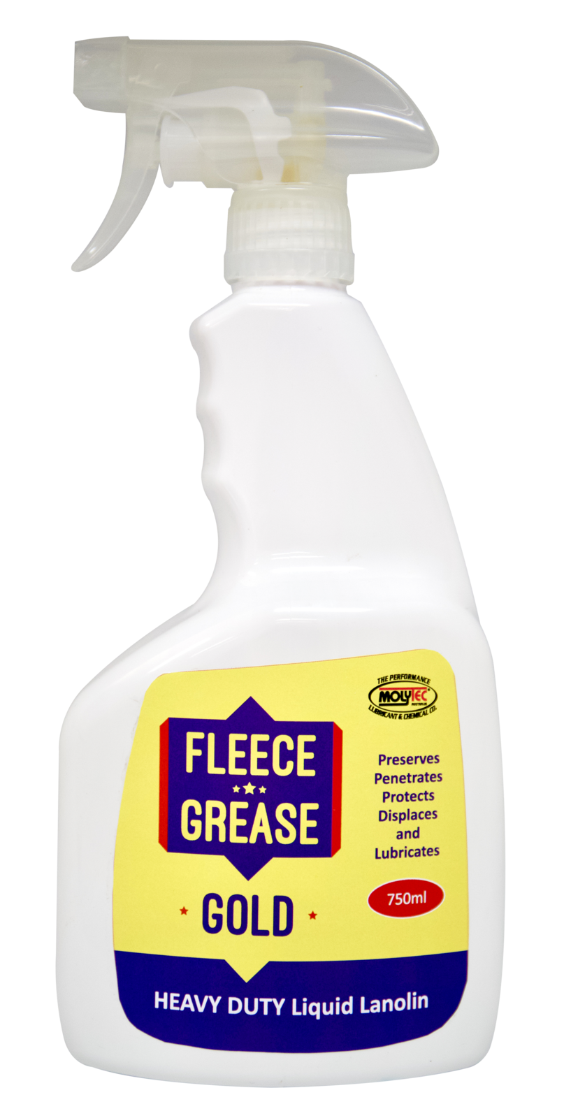 Molytec Fleece Grease Gold Extra Strength Lubricant for Heavy Duty Applications 750ml Trigger