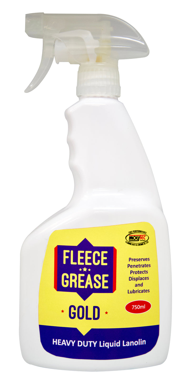 Molytec Fleece Grease Gold Extra Strength Lubricant for Heavy Duty Applications 750ml Trigger