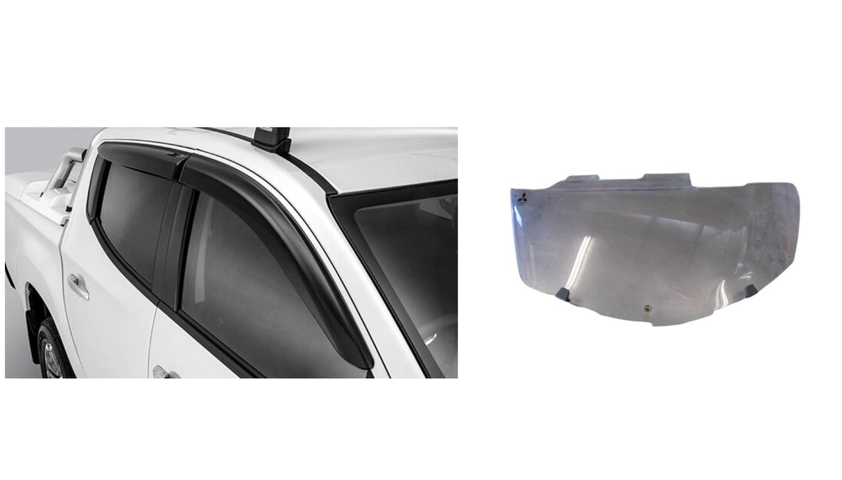 TINTED BONNET & HEADLAMP PROTECTOR COMB0 suitable for Mitsubishi TRITON ML MN 2008-15 GENUINE