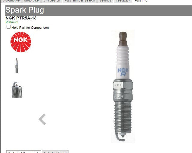 Platinum Spark Plug  2467 NGK PTR5A-13