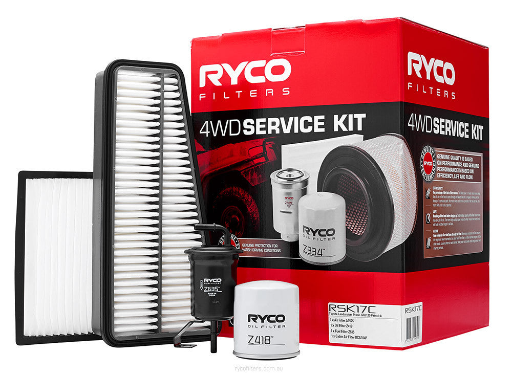 Oil Air Fuel Filter Service Kit Ryco for Toyota Prado 2003-2009 Petrol GRJ120 4L RSK17C